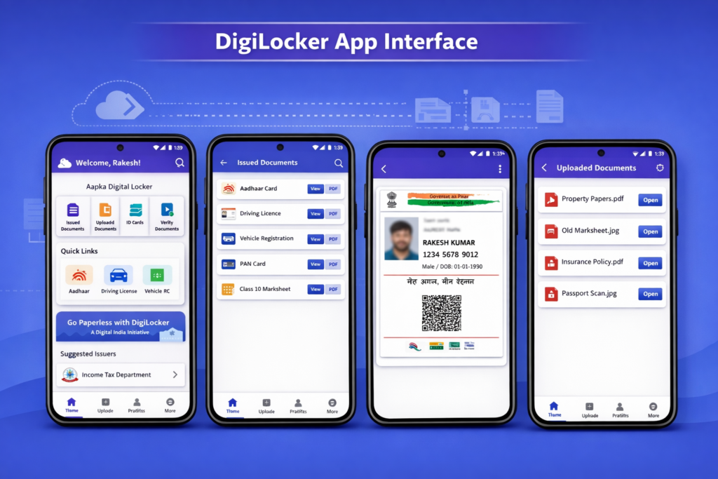 DigiLocker App Dashboard Interface Gujarati